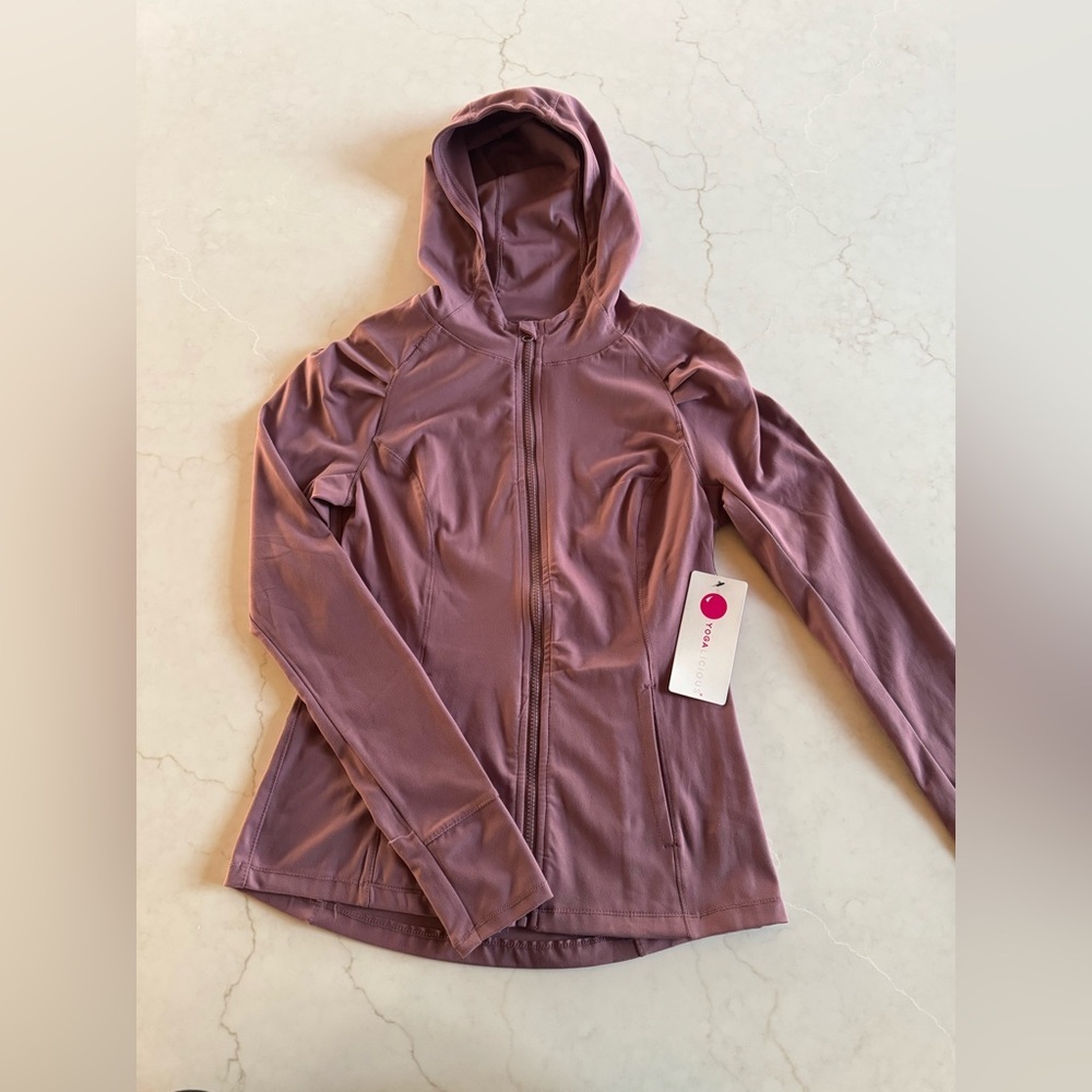 NWT Yogalicious Mauve Hooded Full Zip Athletic Jacket Size M